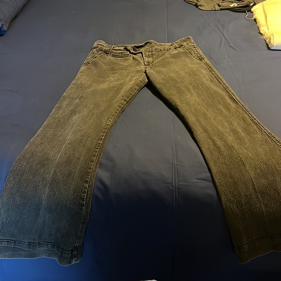 Black denim flare leg jeans. - Picture 5 of 8